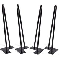 Conjunto de 4 Patas Horquilla Mesa 20 CM, Patas para mesa de centro, Patas para Muebles de Acero Diseño Industrial 2 Varillas Resistentes Negro