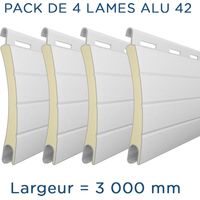 Pack de 4 lames aluminium 3000mm – Hauteur 42mm – Épaisseur 8mm – Coloris blanc – Pour volet roulant manuel – Alulux