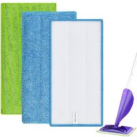 3 Pack Reusable Mop Pads Replacement Compatible for Swiffer Wet Jet Mops, Dry & Wet Used Refills Pad for Wet Jet 12" Mop, Durable Wet Spray Mop Replacement Pads for All Purpose Floor Cleaning