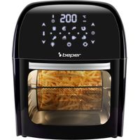 BEPER P101FRI012 Friggitrice Aria Calda, Girarrosto, Forno, Tostapane, Essiccatore,12 L, 1800W, Pannello Touch, 8 Programmi, Accessoriato, Regolabile, Nero