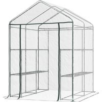 Serre de jardin PVC transparent 1,43x1,43x1,95 m avec étagères