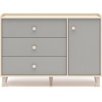 Cassettiera 1 anta 3 cassetti Alycia beige - grigio - effetto marrone 85cm