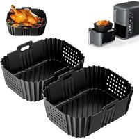 2 Moule Silicone Air Fryer pour Ninja Double Stack SL400EU AF400EU AF300EU,Plat Silicone Air Fryer Accessoire Air Fryer
