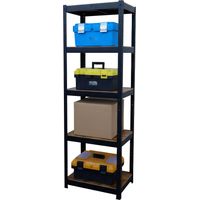 Relaxdays heavy-duty shelving unit, HWD 180x60x30 cm, 500 kg, 5 shelves, industrial storage rack, black/brown