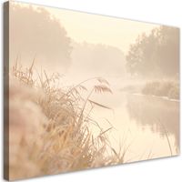 Impresión de Imagen, Bosque fluvial en la niebla estilo boho beige, 90x60