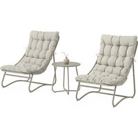 Set Jardín 3 Piezas 2 Sillas Lounge Mesa Café Cojines Patio Extérieur Balcón Gris Claro