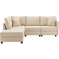 Canapé Modern corner convertible Cotton Linen Beige 220.00x194.00x85.00 ZIPSOFA