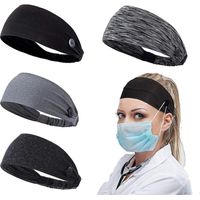 Bandeau pour femmes avec boutons pour masques et couvre-visages, bandeau élastique unisexe pour infirmières, médecins et protection des oreilles-Black Gray Stripe Darkgray