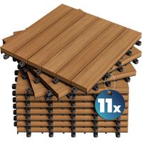 CASARIA® Decking Tiles Set FSC® Certified Eucalyptus Acacia Wood Patio Garden Balcony Outdoor Deck Interlocking Terrace Multipack 11x Acacia