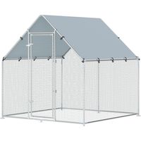 Pollaio per Galline da Esterno in Acciaio Zincato 2x2x2 m Argento