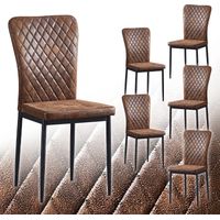 Set of 6 Suede Dining Chairs High Back Kitchen Counter chairs home & restaurants& Lounge Leisure&Living Room(Brown,4)