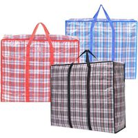 Lot de 3 Sac de Rangement, Grands Sac Pliables Rangement Vêtements Grande Capacité Sacs de Déménagement avec Fermeture Zippée et Poignées pour les Déménagements, le Linge, les Courses (60 50 20)