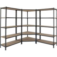 Estantería metálica sin tornillos SIMONCLICK de 5 estantes (180x180x40cm) ANTRACITA Y MADERA