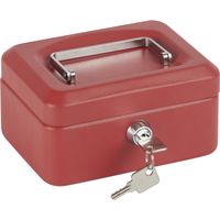 ARREGUI Elegant Caisse à monnaie et billets à clé pour ranger et transporter l'argent, Caisse en acier monnayeur et compartiment pieces, Coffre fort portatif 15 cm de longueur Rouge C9214