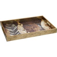 Plateau rectangulaire Elya 43x30x4 cm feuilles marrons - Atmosphera créateur d'intérieur