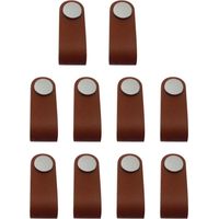 Poignées de meubles, poignées en cuir, boutons de meubles marron, poignées de placard, poignées à œillets en cuir, boutons de placard, boutons de meubles, lot de 10