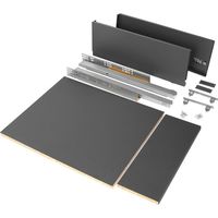 Emuca Kit de cajón para cocina o baño Vertex de altura 178mm con tableros incluidos, módulo 450mm, Gris antracita