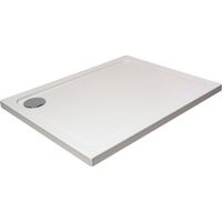 White Rectangular Stone Resin Premium Shower Tray with Corner Waste Position, 900 x 800 mm - Balterley
