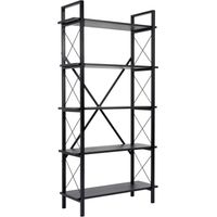 Bücherregal "Elysian" aus Holz – 90 x 33 x 180 cm – Schwarzes Holz
