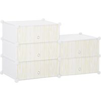 Scarpiera modulare salvaspazio 6 cubi 45x35x17 cm acciaio PP bianco