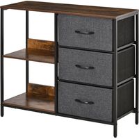 HOMCOM Cassettiera con 3 Cassetti Pieghevoli in Tessuto Ripiano MDF 80x29x71cm