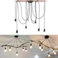 Classic Edison Ceiling Light Antique Vintage Ceiling Lights E27 Retro Spider Chandelier Industrial Pendant Lights 6 Heads Black
