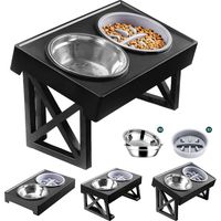 Adjustable Dog Bowl Stand - Elevated Feeder for Small to Large Dogs, Features 2 Stainless Steel Bowls and a Slow Feeder Bowl