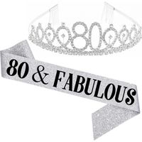 Écharpe et bandeau couronne pour femme, cadeau d'anniversaire pour les 80 ans, multicolore