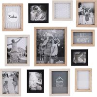 The Home Deco Factory – Lot de 12 cadres photo 20.5x25.5 cm – Noir et beige – Pour photos 10x15 cm à 20.5x25.5 cm – Décoration murale personnalisable