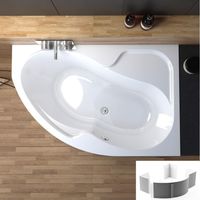 ECOLAM Badewanne WELA 160x100 cm rechts mit Antirusch + Styropor Wannenträger direkt verfliesbar Eckbadewanne Acrylwanne