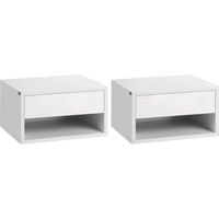 Juego de 2 Mesitas de Noche Colgantes Mesillas de Noche con Cajón para Dormitorio 37x32x21 cm Blanco
