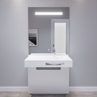 Meuble LEA 90 cm avec plan vasque déportée à droite et miroir LED Elégance ht105