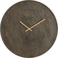 Horloge Light & Living VETI en bois brun foncé et or – Ø41 cm