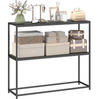 Table Console en Acier 2 Étagères Design Moderne pour Salon Entrée Couloir 100 x 30 x 87 cm Noir