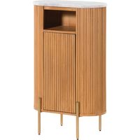 Badschrank Mango 55x30x90 natur lackiert / Marmor weiß BARCELONA 555