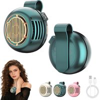 Set of 2 Portable Bladeless Clip-On Fan, 5-Speed USB Rechargeable Waist & Shirt Fan, 360° Rotatable for Travel,Green