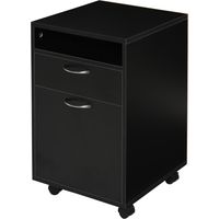 Bureau mobile avec cajon y armario, support imprimante, 40x35x60 cm Noir