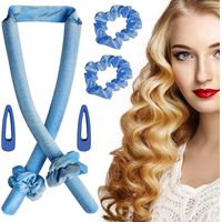 Cheveux Boucle Sans Chaleur(bleu),heatless Hair Curlers Velours Rouleau Cheveux Sans Chaleur Heatless Curling Rod Headband Rouleau Cheveux Sans