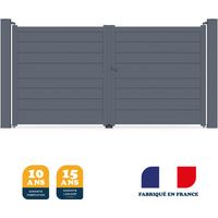 Portail battant prêt à poser ILY Gris 7016 L356 cm X 177cm en aluminium BELTY