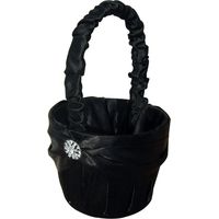 Bridal Black Basket Flower Girl Rhinestone Decor Basket Ring Bearer Basket for Wedding Party Decoration