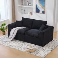 REDOM - Sofá de 2 plazas confort suave, diseño minimalista, corduroy color negro
