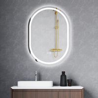 AICA Oval Bluetooth Bathroom Mirror with Dimmable Lights, 500x700mm Bathroom Vanity Mirror with Demister Smart Touch Control