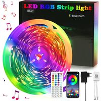 GBLY LED-Leiste 10 m RGB, selbstklebend. Party- und Gaming-Dekoration, TV-Hintergrundbeleuchtung. Smart-Fernbedienung, dimmbar, Musik-Sync. Energieklasse G. Für Zimmer.