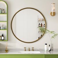 Miroir rond en bronze de 80 cm, miroir mural pour salle de bain, cadre en métal, idéal pour le salon, la chambre, la coiffeuse, l'entrée ou le couloir.