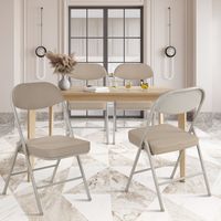 Lot de 4 chaises pliantes rembourrées - 47x46x81,5 cm - Structure en acier et assise en similicuir PU - Kaki