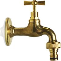 rubinetto per fontana da giardino in ottone giallo lucido con rosone r1 da 1/2" - kam