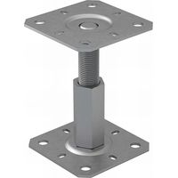 Embase pied de poteau réglable - Platine 130x130mm - M20 - Acier galvanisé à chaud - Ht de 100 à 150 mm - Fabrication Europe