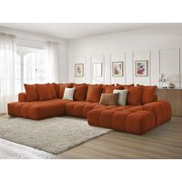 BOBOCHIC - Canapé panoramique convertible coffre EVEREST tissu texturé Angle droit Orange