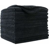 12 Chiffons de Nettoyage en Microfibres - qualità Premium - Noir -30 x 30 cm