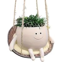 Pot de fleurs suspendu, pot de fleurs avec balançoire et visage souriant, pot de fleurs mignon, pots de fleurs en résine pour extérieur et intérieur, panier suspendu pour fleurs succulentes